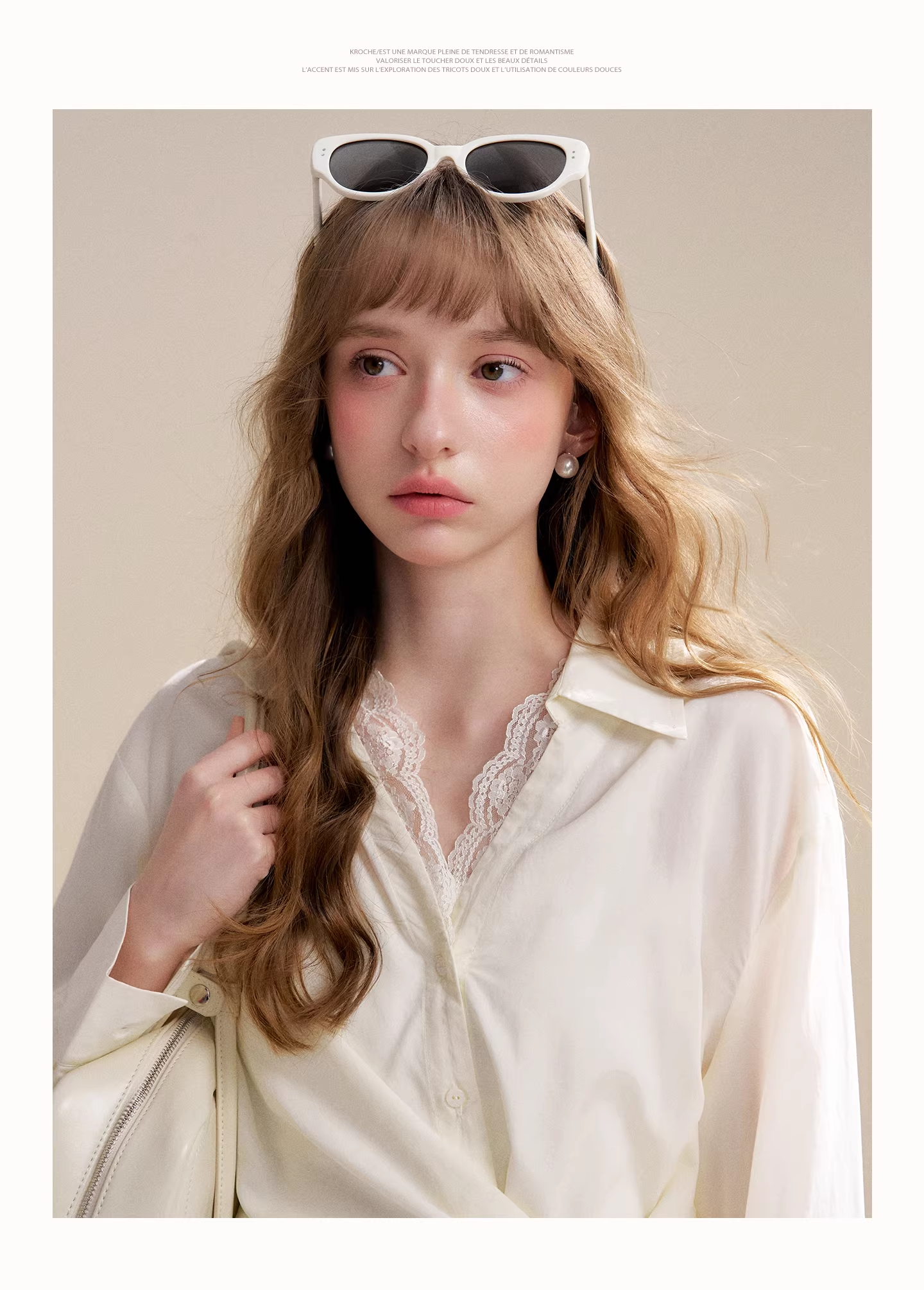 Kroche KBS4016 Lace patchwork long sleeved shirt