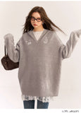 AsGony ASG24554/ASG24553 Grey Sweater & Lace Dress