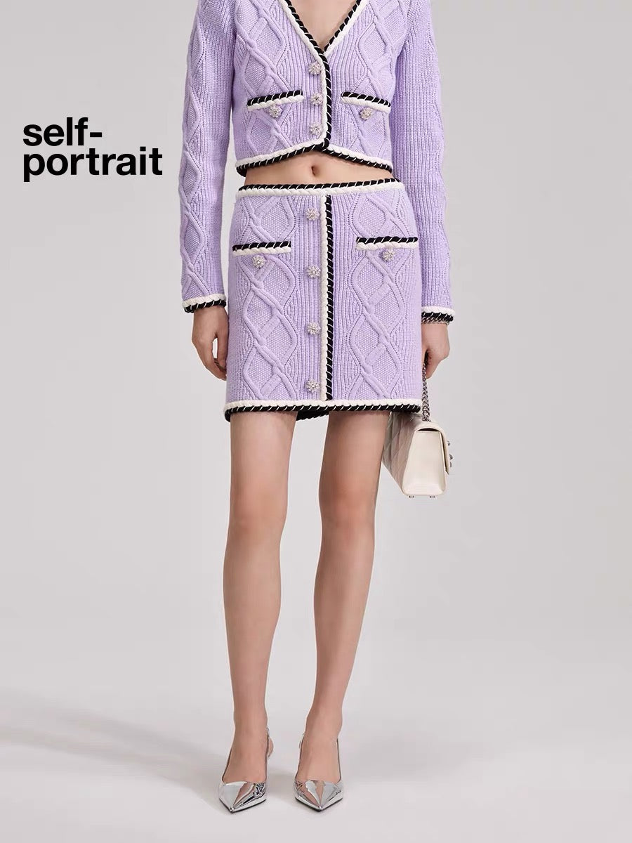 Self-Portrait PURPLE CONTRAST MINI SKIRT