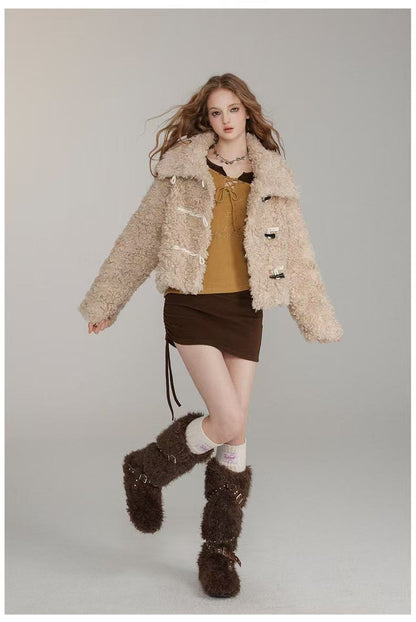 VIA PITTI V24DC252 Horn buckle curly fur coat