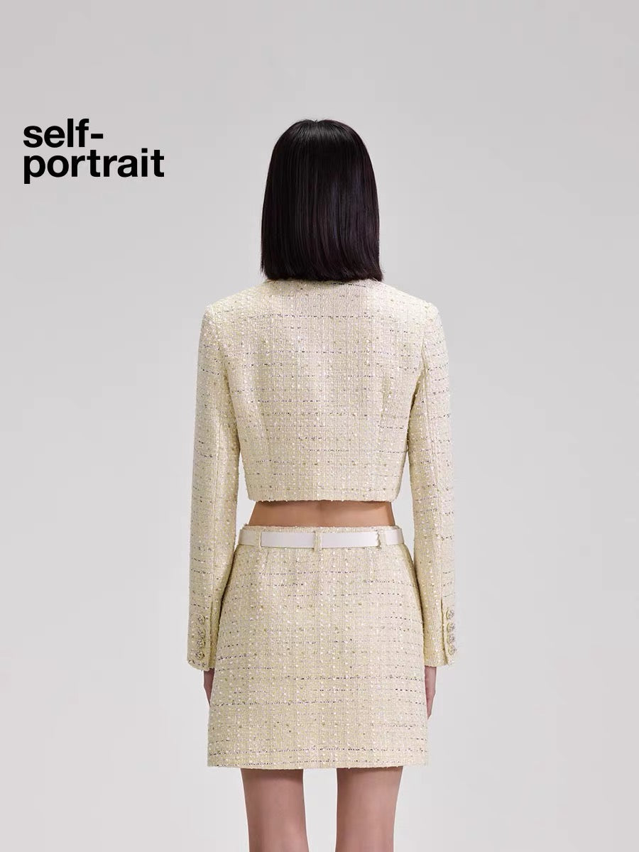 Self-Portrait YELLOW BOUCLE JACKET