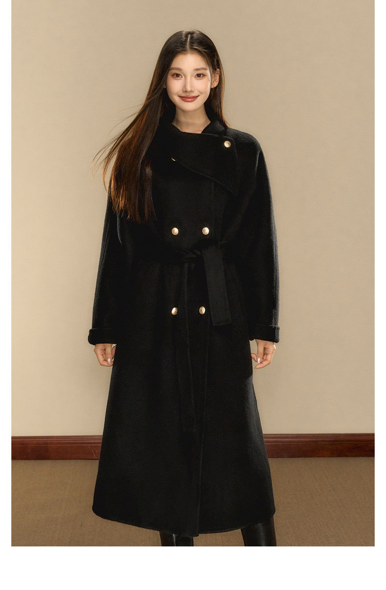 OShea Lapel Maxi Coat-black