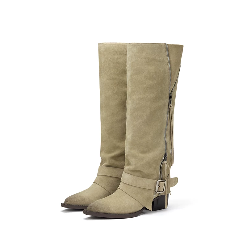 BREADTREE Fringe Zip High Boots(2color)