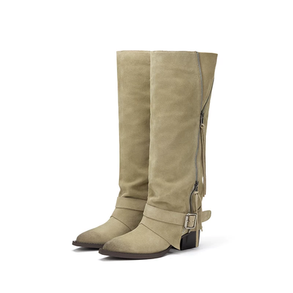 BREADTREE Fringe Zip High Boots(2color)