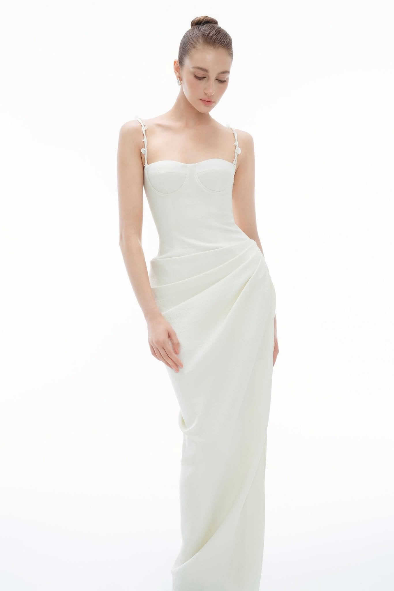 BYDENIO Magnolia Side Slit Drapped Midi Dress