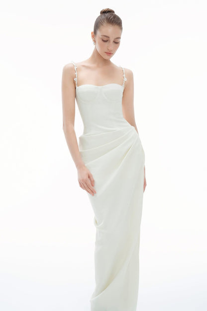 BYDENIO Magnolia Side Slit Drapped Midi Dress