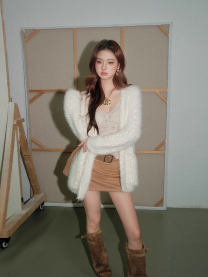 OLIVIA DUO DSY25386 Shimmering Bouclé Cardigan