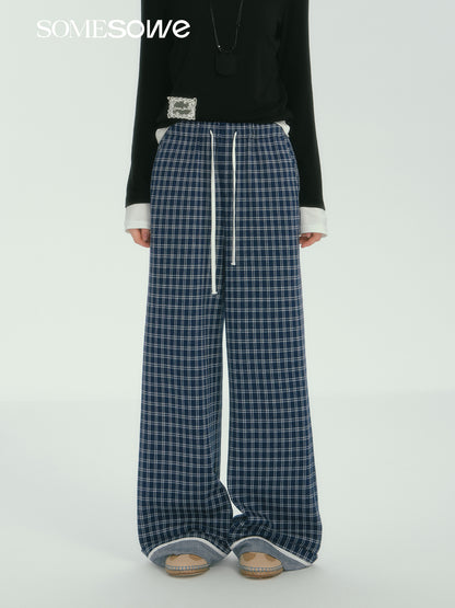 SOMESOWE S2407264 Gingham wide-leg pants