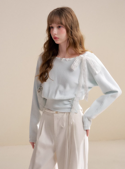 Kroche KP2075 Lace ribbon knitted top