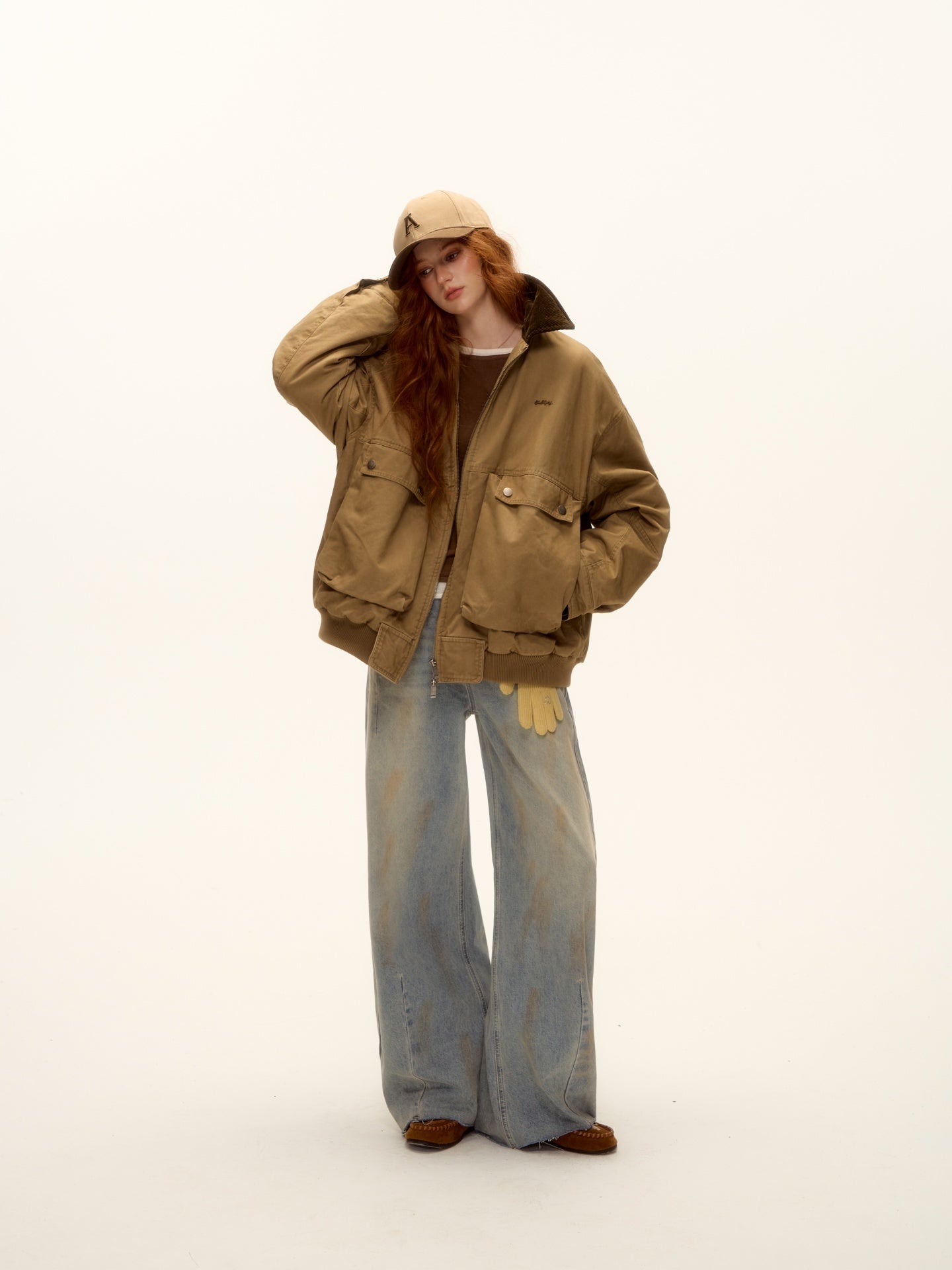 AsGony ASG25461 Corduroy patchwork cotton jacket