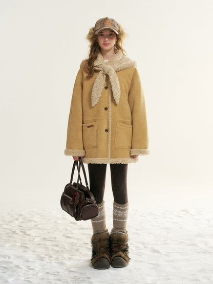 16DEWS 16D25532 Fur integrated mid length jacket