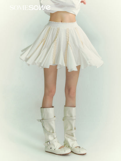 SOMESOWE SS2609050 Lace patchwork irregular leaf skirt