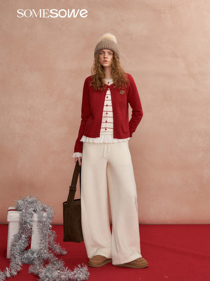 SOMESOWE S2508293 Velvet fake two contrasting striped cardigans