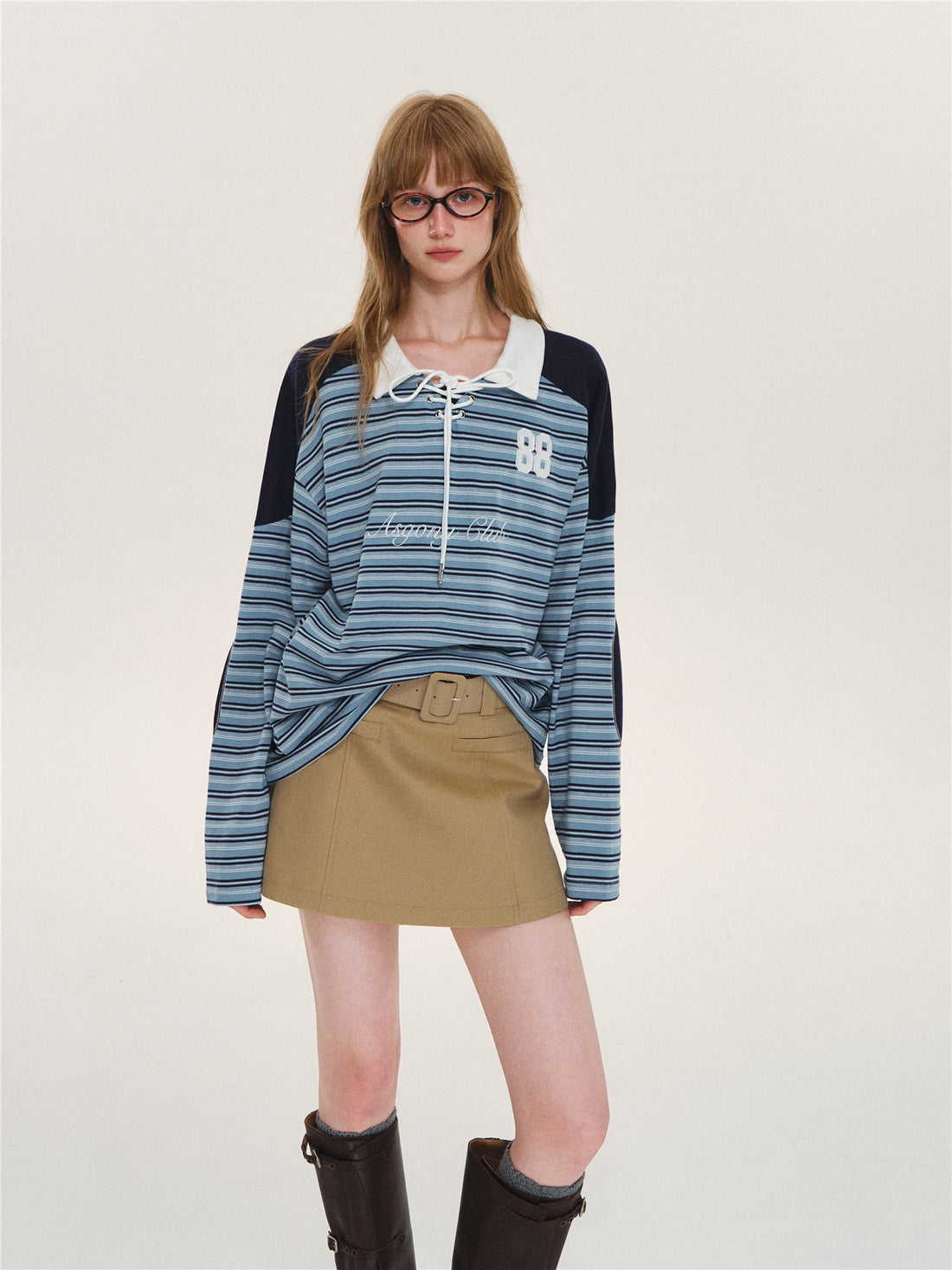 Asgony ASG26564 Stripe Jersey Polo Shirt