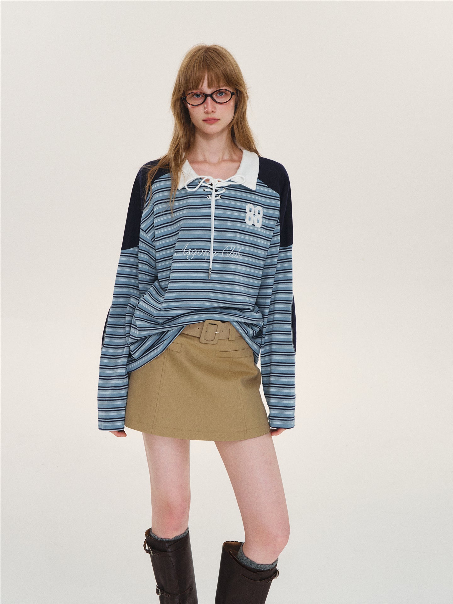 Asgony ASG26564 Stripe Jersey Polo Shirt