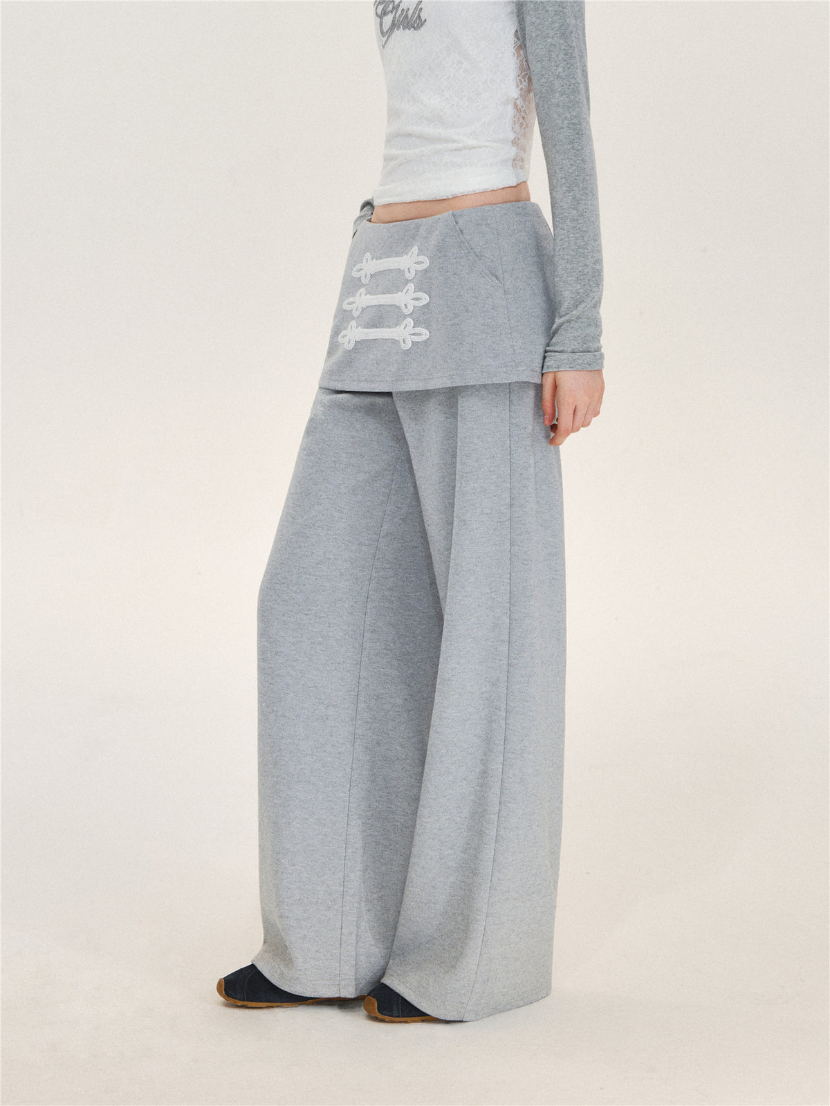 Asgony ASG26632 &amp; ASG26633 Hoodie Jacket &amp; Faux Layered Low-Rise Sweatpants