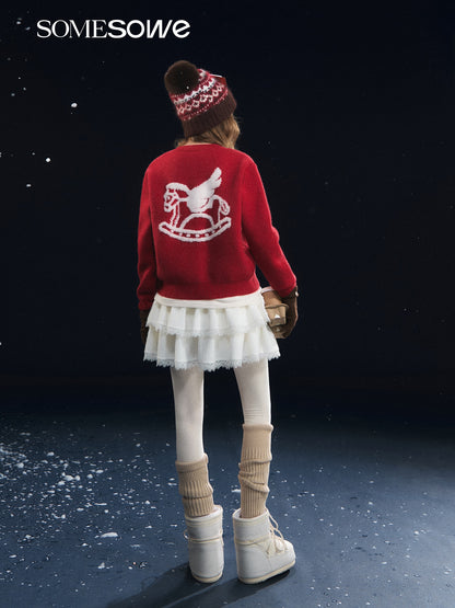 SOMESOWE S2508317 Lucky Pony Round Neck Cardigan