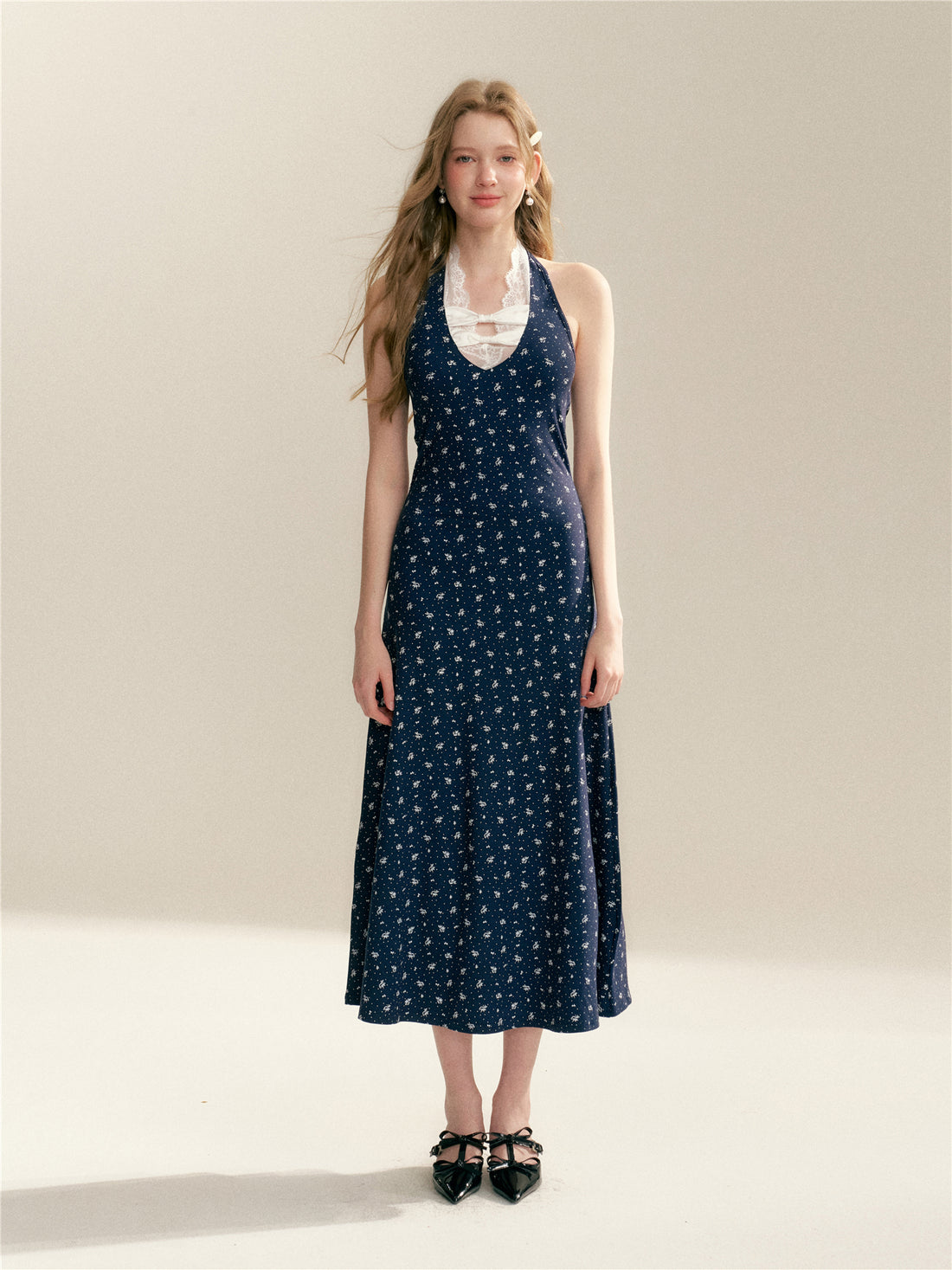 16DEWS 16D246063 Floral hanging neck and waist A-line dress