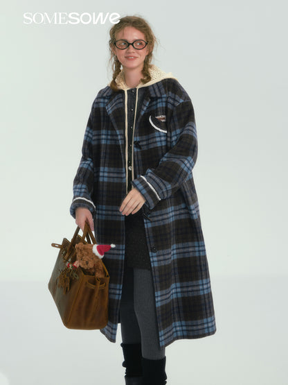 SOMESOWE S2407252 Contrasting plaid long coat