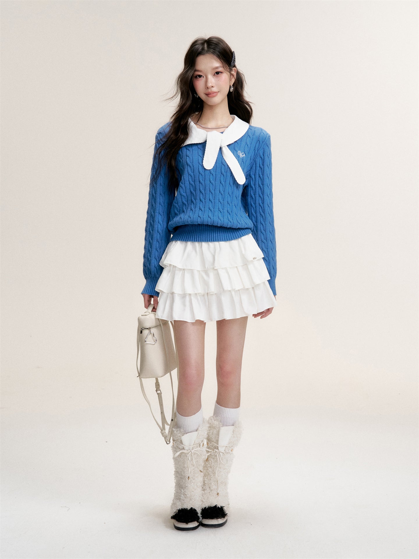 16DEWS 16D25479 Twisted texture pullover knitted top