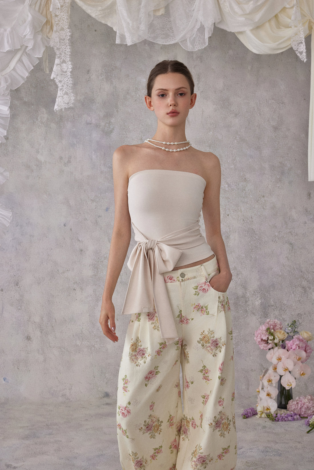 NOMEANSNO N171 Strapless tie up top (2color)