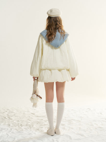 16DEWS 16D25536 Round neck cotton jacket + A-line skirt two-piece set