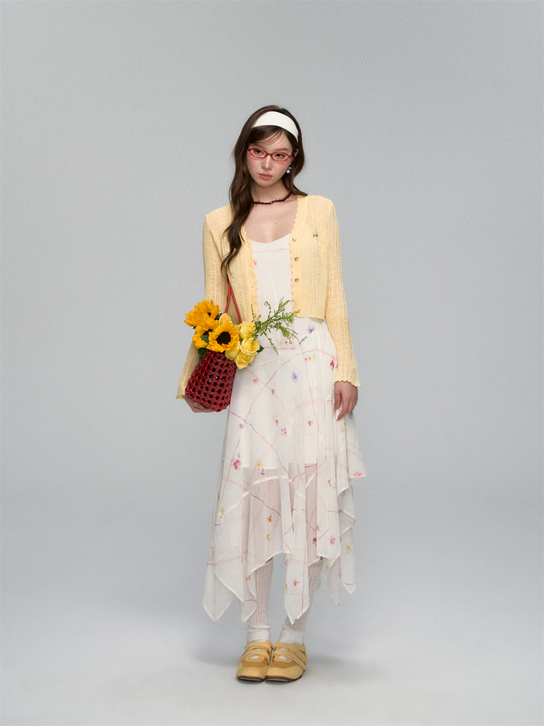 AsGony ASG25160 Chiffon floral irregular camisole dress