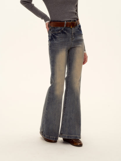 AsGony ASG25460 Washed high waisted slightly flared jeans