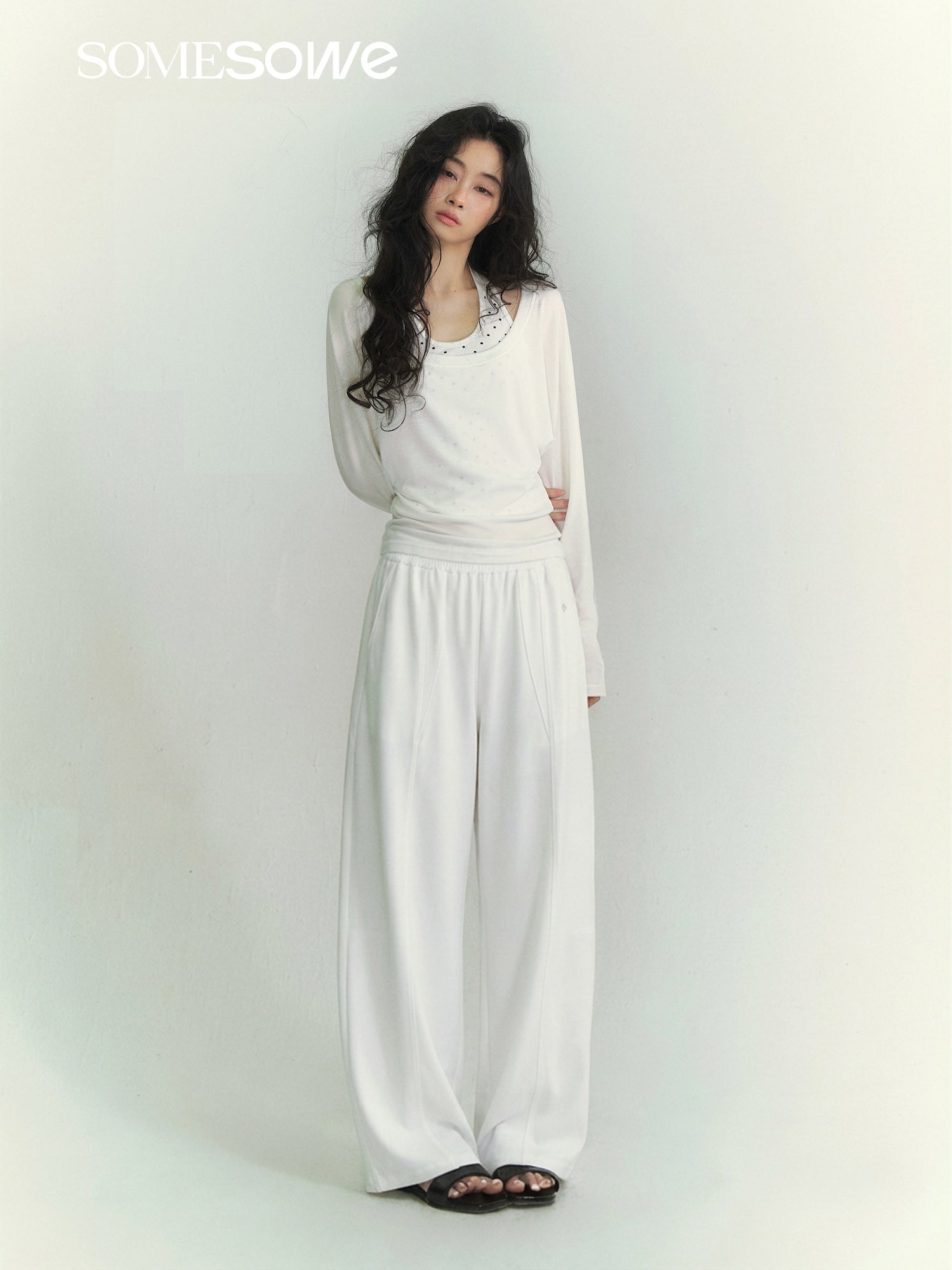 SOMESOWE S2609066 Light oxygen wide leg curved knife pants