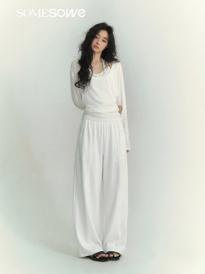 SOMESOWE S2609066 Light oxygen wide leg curved knife pants