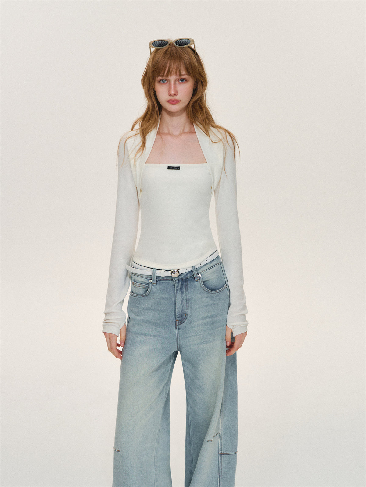 Asgony ASG26612 Faux-Layered Long-Sleeve Top