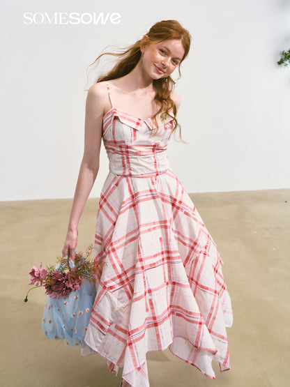 SOMESOWE S2508103 Plaid camisole midi dress