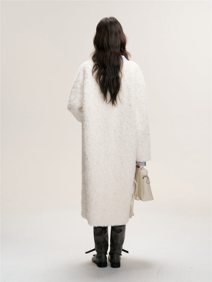 16DEWS 16D25467 Imitation fur integrated lamb wool long jacket (with scarf)
