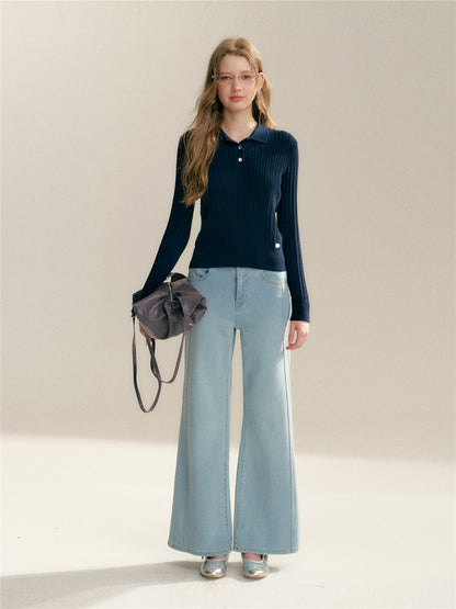 16DEWS 16D26009 Fake two-piece checkered spliced knitted sweater