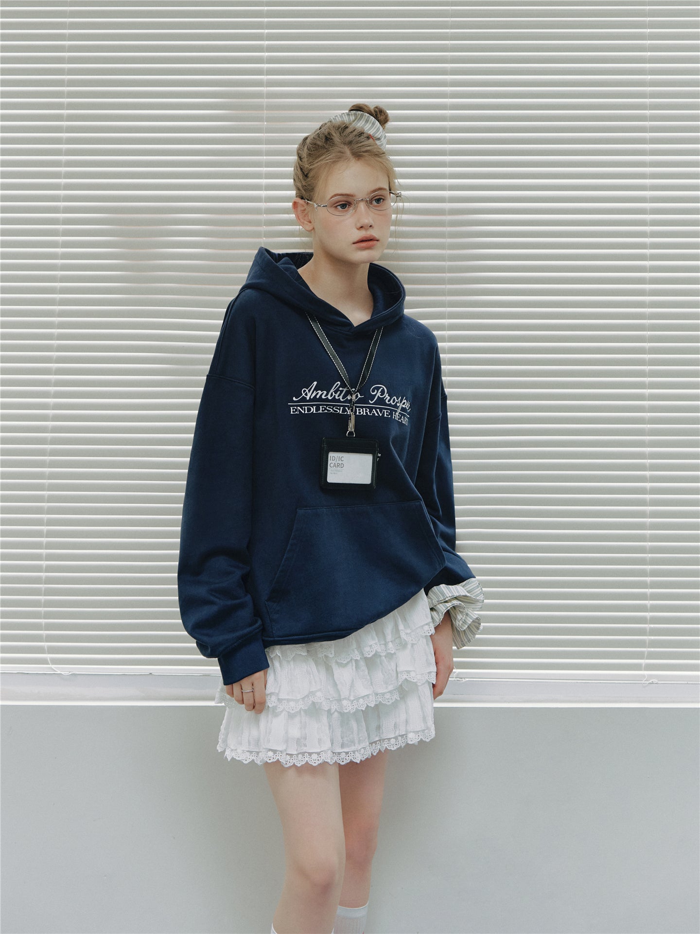 Asgony ASG26537 Cotton Hooded Embroidered Pullover Sweatshirt
