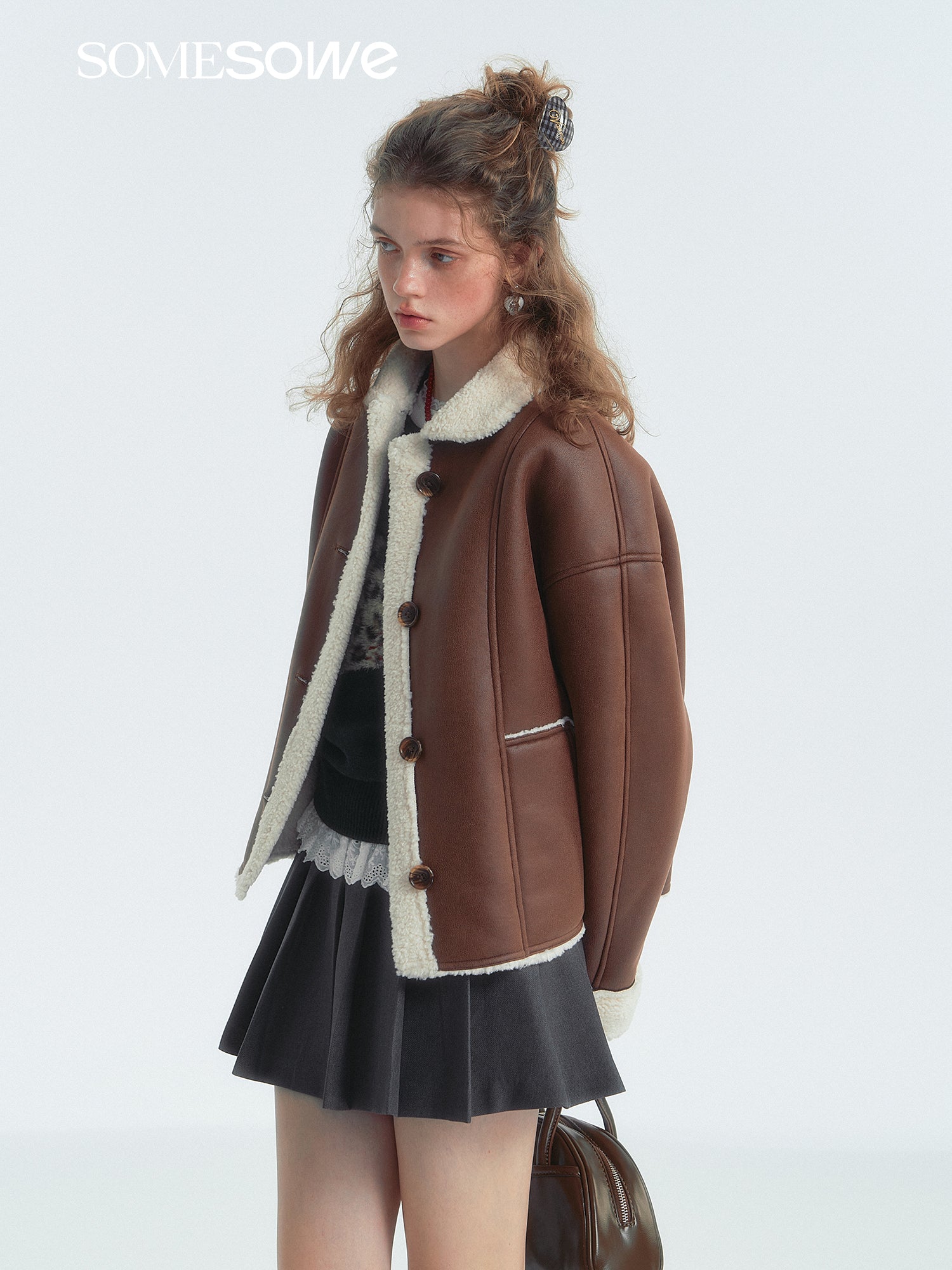 SOMESOWE S2407330 Lapel fur jacket