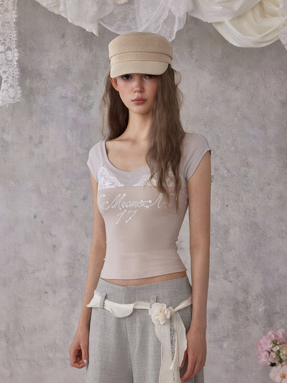 NOMEANSNO N191 Lace patchwork printed top