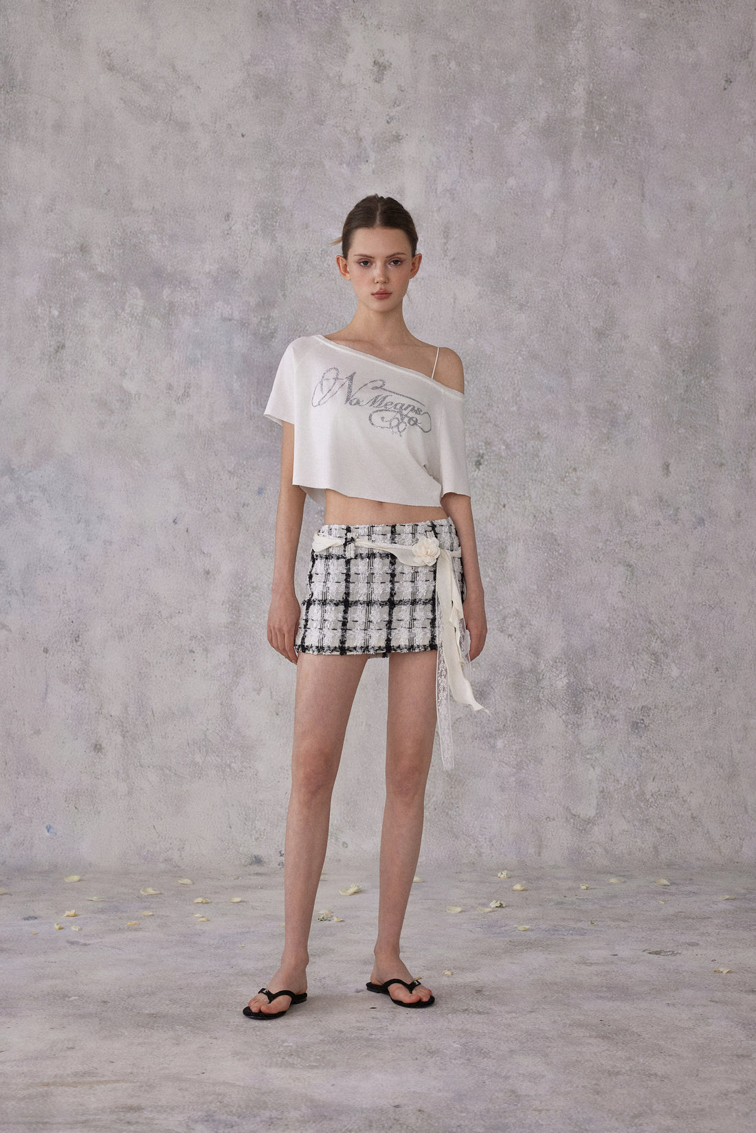 NOMEANSNO N181 Black and white checkered skirt