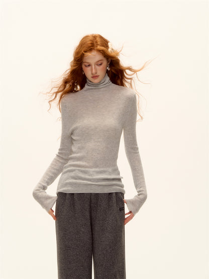 AsGony ASG25512 Wool high neck knitted versatile base sweater