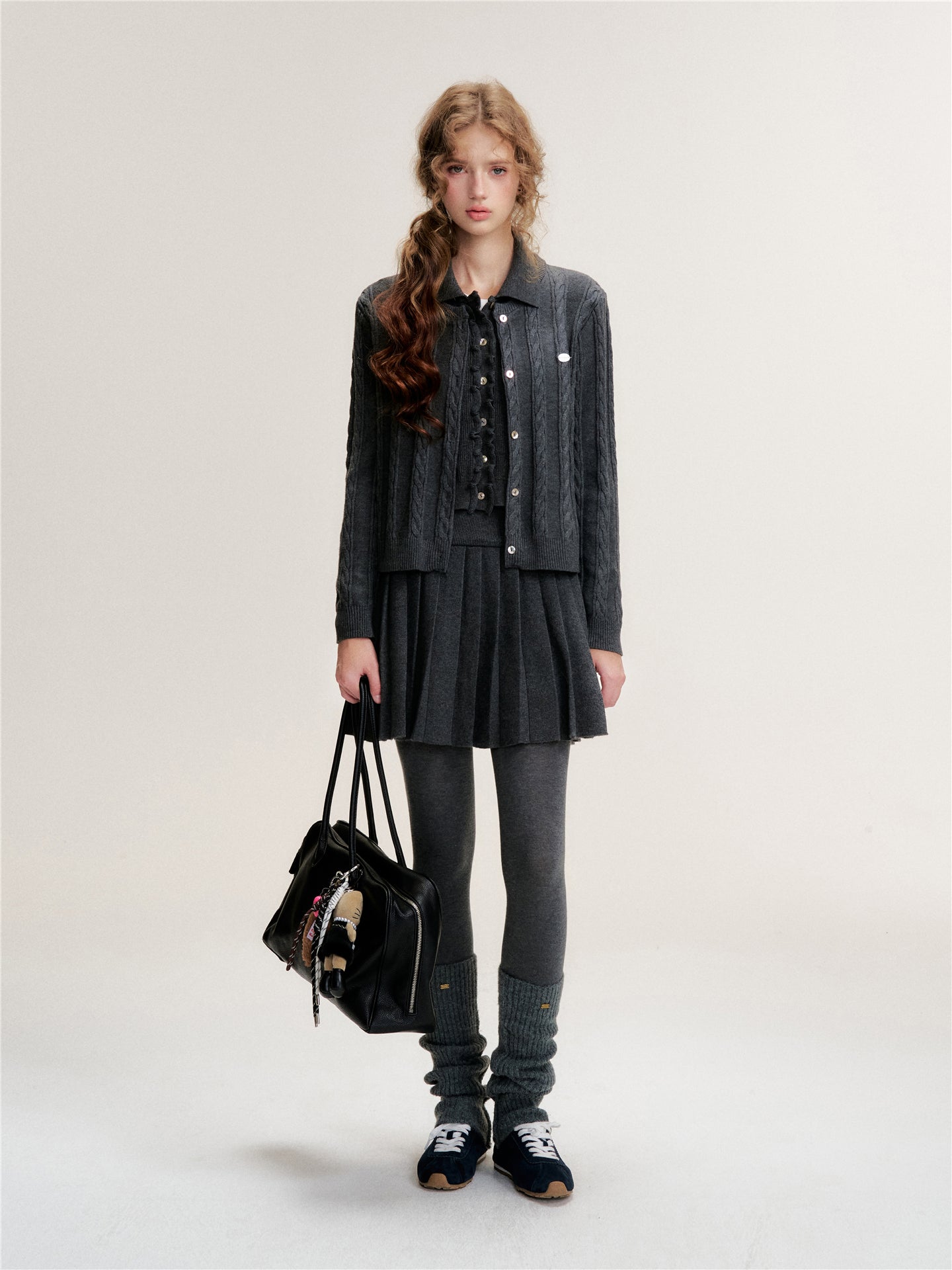 16DEWS 16D25490 Twisted round neck knitted suit set