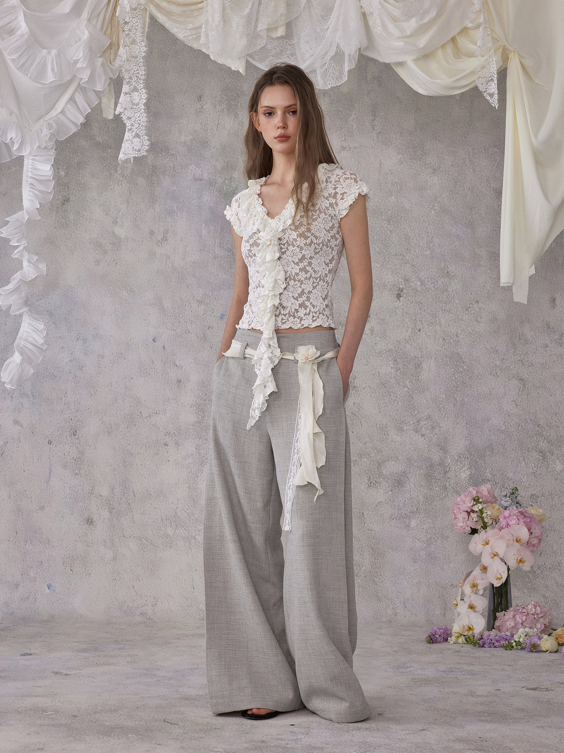 NOMEANSNO N182 Lace short sleeved top