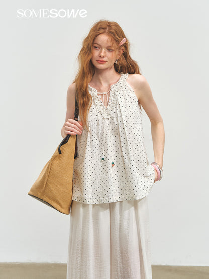 SOMESOWE S2508174 Lace sleeveless halter top (2color)