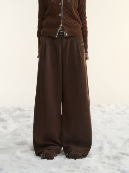 AsGony ASG25530 Plaid wide leg elastic and plush casual pants