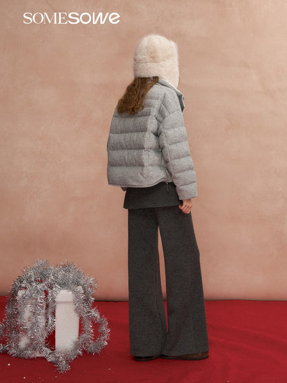 SOMESOWE S2508304 Plaid patchwork stand up collar bread down jacket