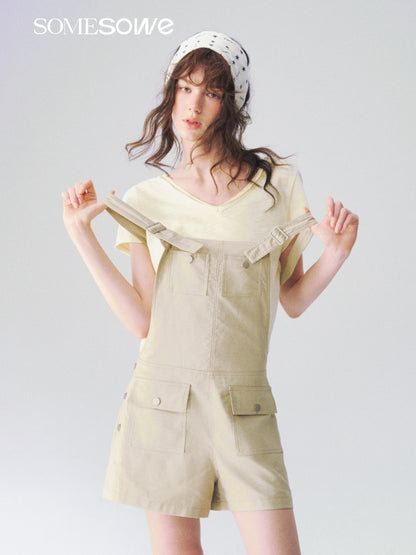 SOMESOWE S2609089 Linen workwear overall shorts