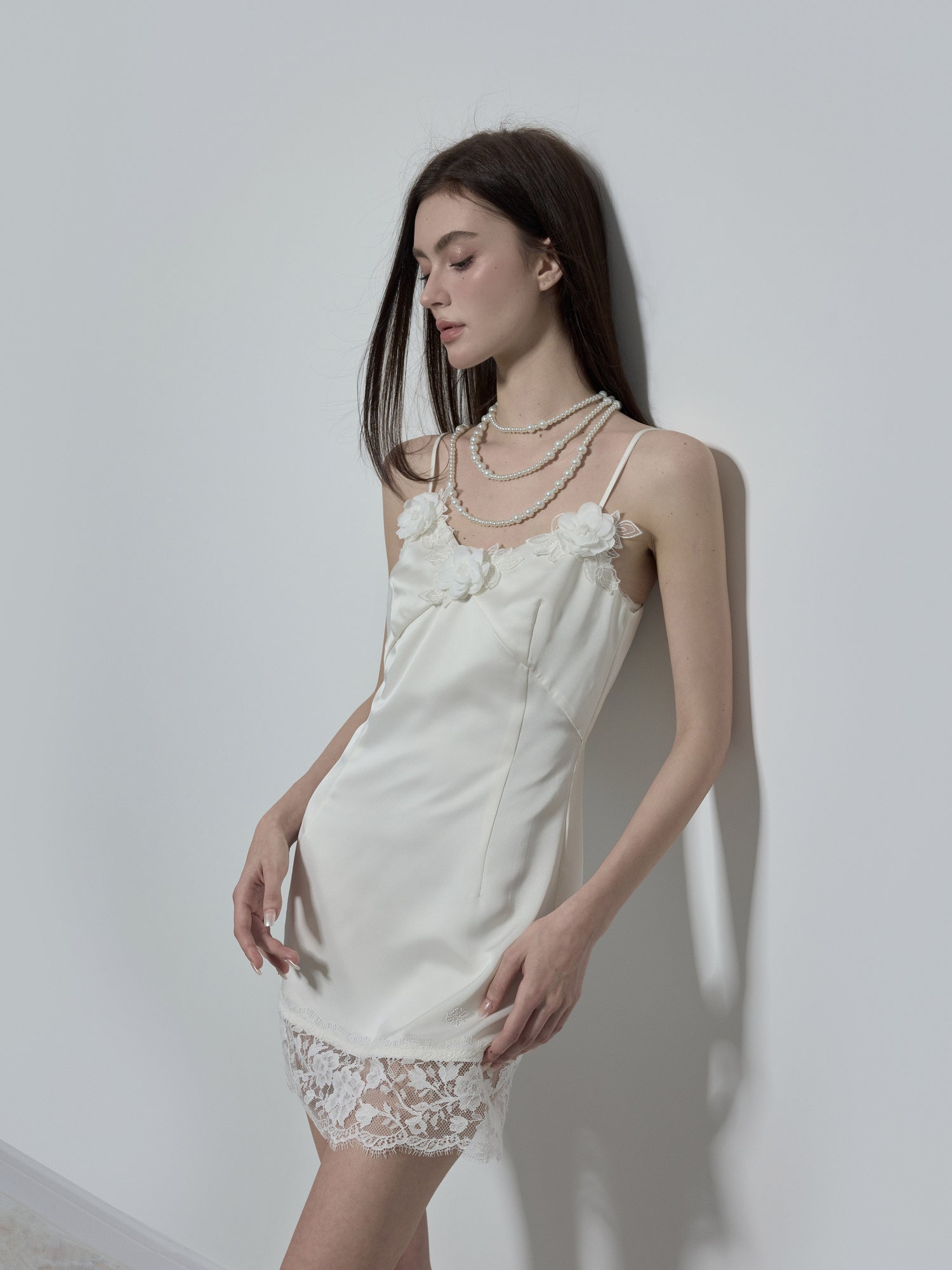 NOMEANSNO Satin Floral Lace Camisole Dress