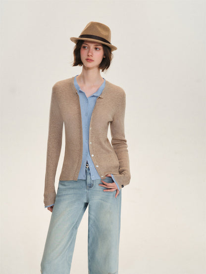 Asgony ASG26619 Faux-Layered Knit Cardigan