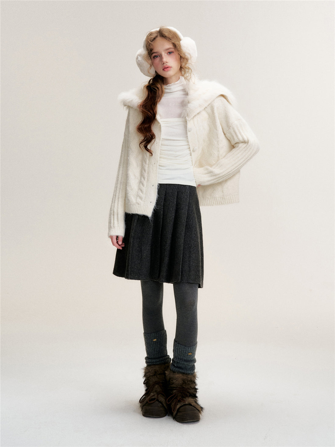 16DEWS 16D25457&amp;16D25458 Twisted knit long sweater cardigan