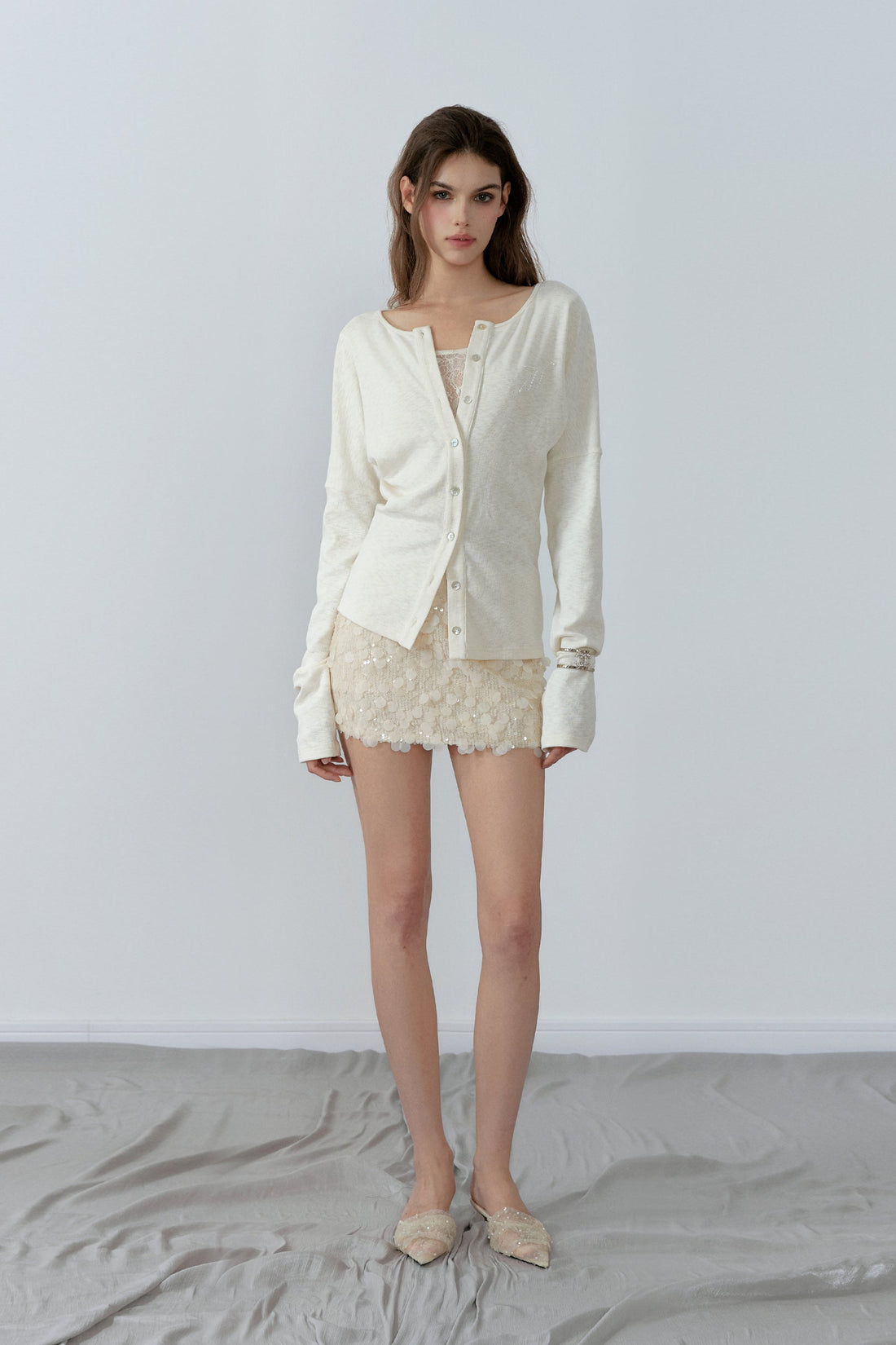 NONCESTNON N226 Fake two-piece pullover cardigan
