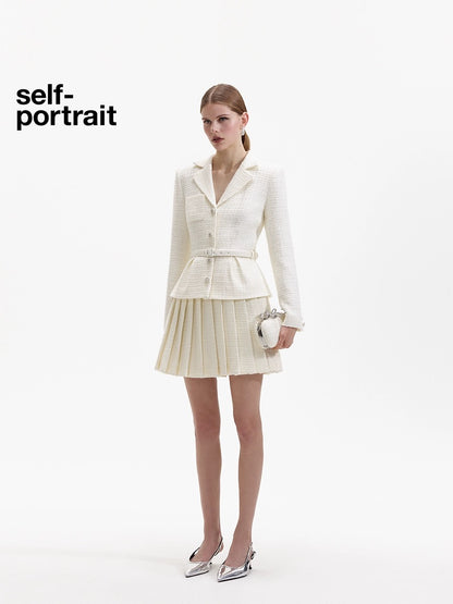 Self-Portrait CREAM BOUCLE MINI JACKET DRESS